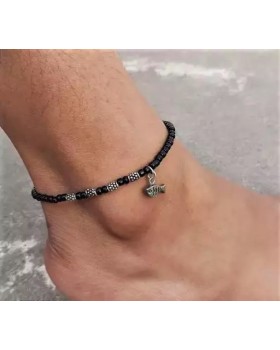 Sea Fish Oxidized Black Beads Anklet
